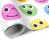 Gemusterte Emojis Emoticon Geschenkpapier (Rolleneckpunkt)