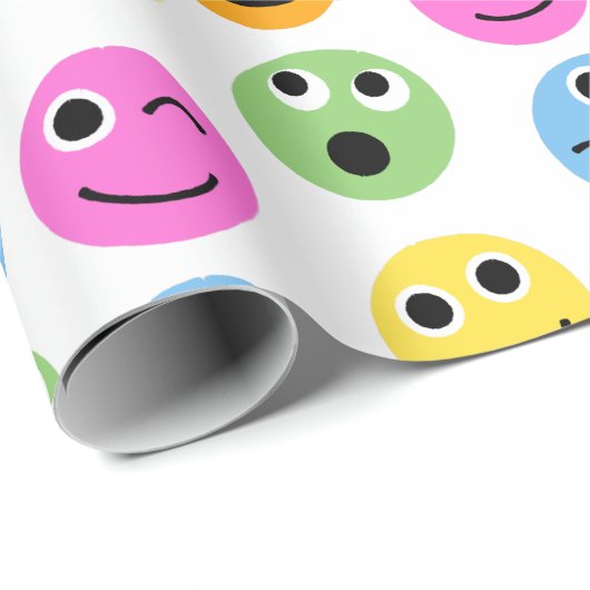 Gemusterte Emojis Emoticon Geschenkpapier (Rolleneckpunkt)