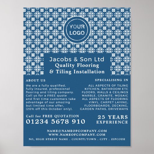 Gemusterte Fliesen, Fußboden, Fliesenwerbung Poster (Vorne)