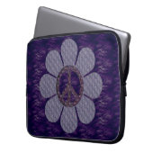 Gemusterte FriedensBlume Laptopschutzhülle (Vorderseite Links)