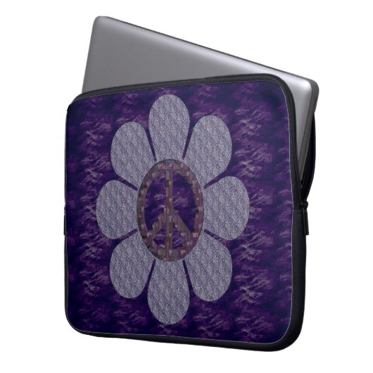 Gemusterte FriedensBlume Laptopschutzhülle (Vorderseite Links)