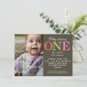 Gemusterte Geburtstags-Party Einladung (Stehend Vorderseite)