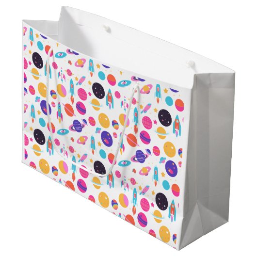 Gemusterte Geschenktasche mit AI Große Geschenktüte (Vorderseite Schrägansicht)