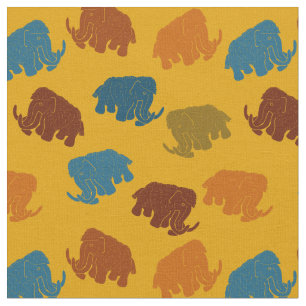 Gemusterte goldfarbene, blaue, oranfarbene Wollmam Stoff