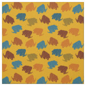 Gemusterte goldfarbene, blaue, oranfarbene Wollmam Stoff (Muster)