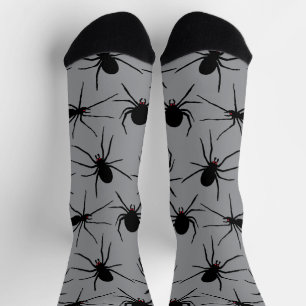 Gemusterte, graue Spinnen mit roten Augen Socken
