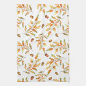 Gemusterte Herbstblätter und Acorns Geschirrtuch (Vertikal)