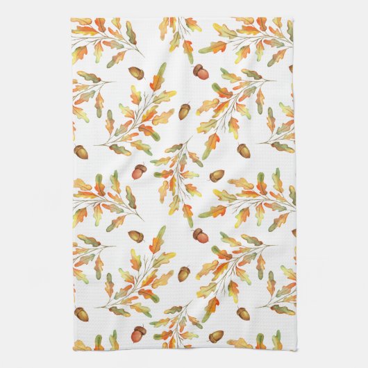 Gemusterte Herbstblätter und Acorns Geschirrtuch (Vertikal)