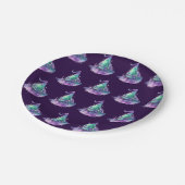 Gemusterte Hexen mit Lila Halloween-Party Pappteller (Schrägansicht)