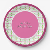 Gemusterte Hochzeit in Rosa und Pflaume Pappteller (Vorderseite)