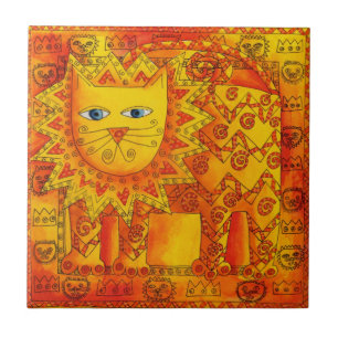 Gemusterte Illustration über Löwenwasser Fliese