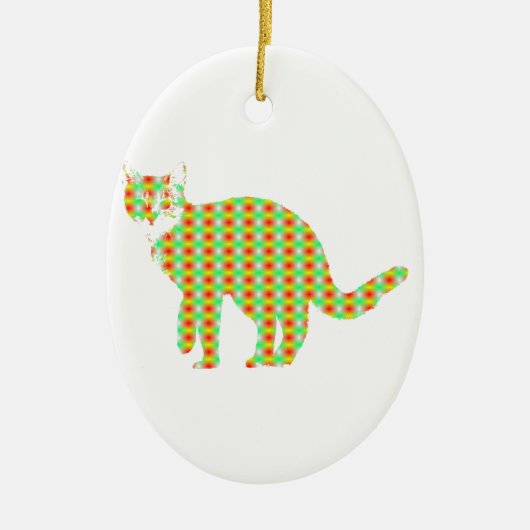 Gemusterte Katze Keramik Ornament (Vorne)