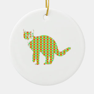 Gemusterte Katze Keramik Ornament