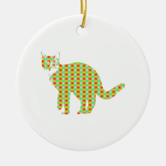Gemusterte Katze Keramik Ornament (Vorne)