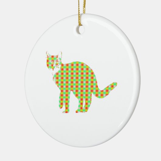 Gemusterte Katze Keramik Ornament (Links)