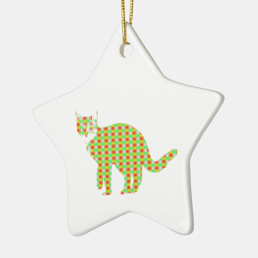 Gemusterte Katze Keramik Ornament (Links)