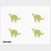 Gemusterte Katze Ovaler Aufkleber (Blatt)