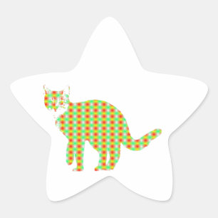 Gemusterte Katze Stern-Aufkleber