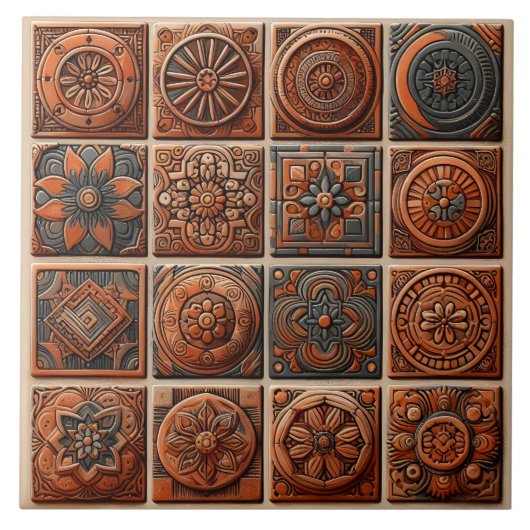 Gemusterte Keramik Tiles Fliese (Vorderseite)