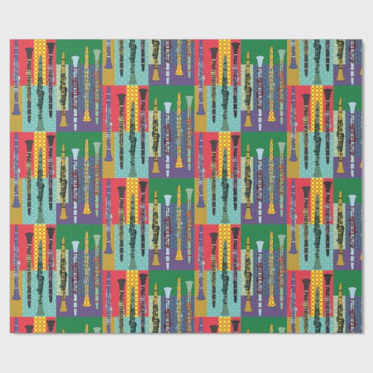 Gemusterte Klarinette Geschenkpapier (Flach)