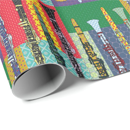 Gemusterte Klarinette Geschenkpapier (Rolleneckpunkt)
