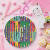 Gemusterte Klarinette Pappteller (Party)