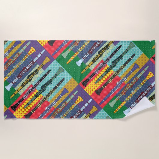 Gemusterte Klarinette Strandtuch (Vorderseite)