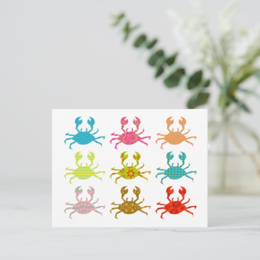 Gemusterte Krabben Postkarte (Stehend Vorderseite)