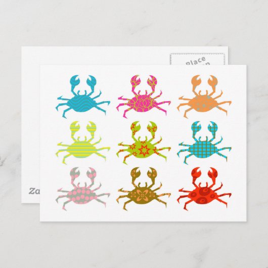 Gemusterte Krabben Postkarte (Vorne/Hinten)