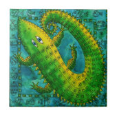 Gemusterte Krokodilwasserfarbe Fliese (Vorderseite)