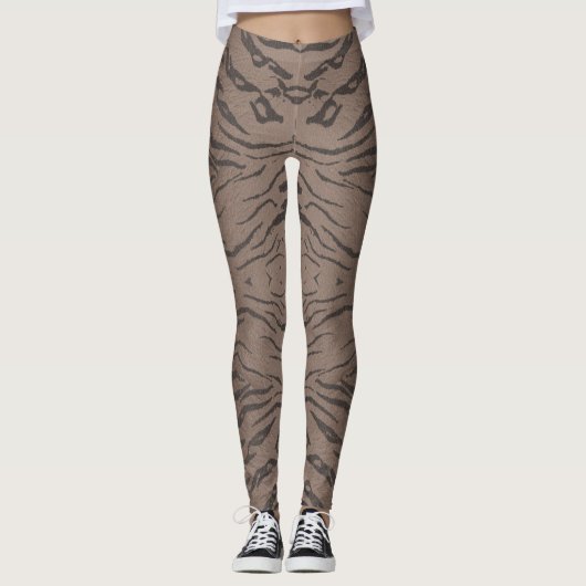 Gemusterte Leggings aus Brauner-nahtloser Tiger (Vorderseite)