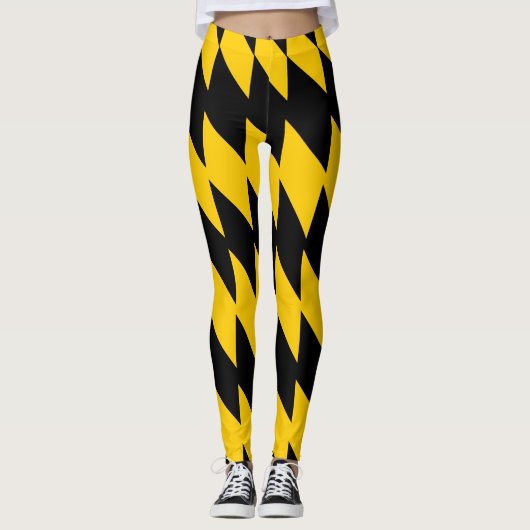 Gemusterte Leggings mit schwarzer und gelber Geome (Vorderseite)