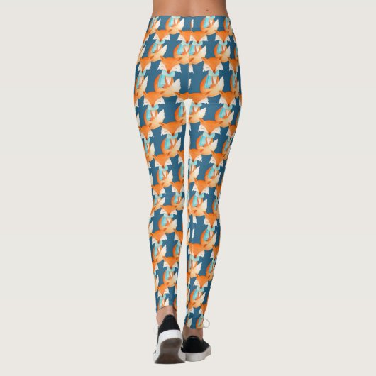 Gemusterte Leggings mit verschlungenen Fuchsfarben (Rückseite)