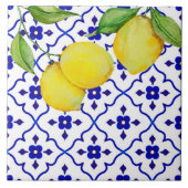 Gemusterte Lemon Keramik Tile. Fliese (Vorderseite)