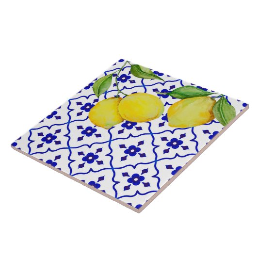 Gemusterte Lemon Keramik Tile. Fliese (Seite)