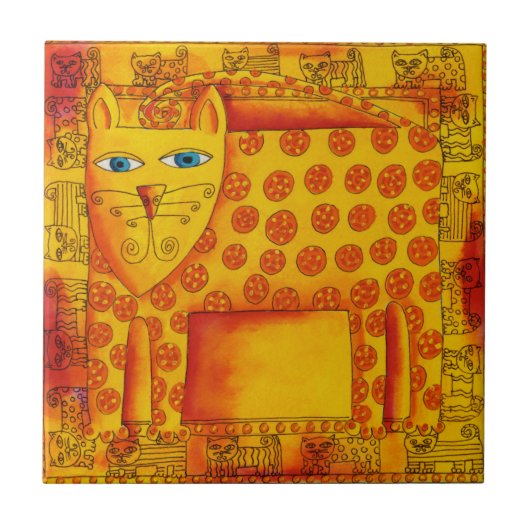 Gemusterte Leopard-Aquarellbilder Fliese (Vorderseite)