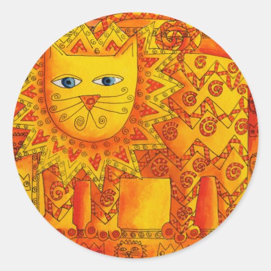 Gemusterte Lion Runder Aufkleber (Vorderseite)