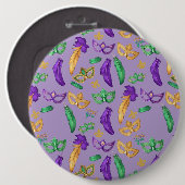 Gemusterte Mardi Gras Button (Vorne & Hinten)