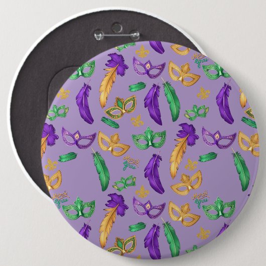 Gemusterte Mardi Gras Button (Vorne & Hinten)