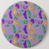 Gemusterte Mardi Gras Button (Vorderseite)