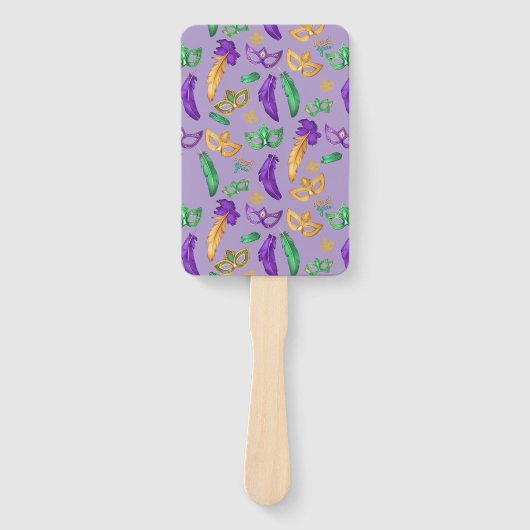 Gemusterte Mardi Gras Fächer (Vorderseite)