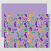 Gemusterte Mardi Gras Feiertagskarte (Vorne/Hinten)