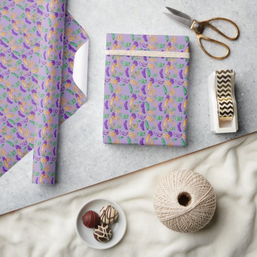Gemusterte Mardi Gras Geschenkpapier (Basteln)