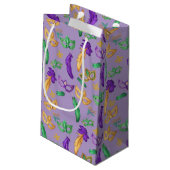 Gemusterte Mardi Gras Kleine Geschenktüte (Rückseite Schrägansicht)