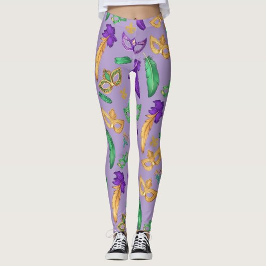 Gemusterte Mardi Gras Leggings (Vorderseite)