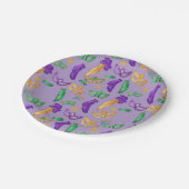 Gemusterte Mardi Gras Pappteller (Schrägansicht)