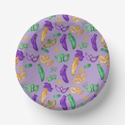 Gemusterte Mardi Gras Pappteller (Vorderseite)