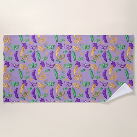 Gemusterte Mardi Gras Strandtuch (Vorderseite)