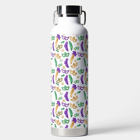 Gemusterte Mardi Gras Trinkflasche (Vorderseite)