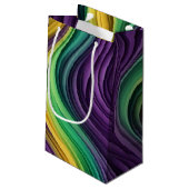 Gemusterte Mardi Gras Welle Kleine Geschenktüte (Rückseite Schrägansicht)